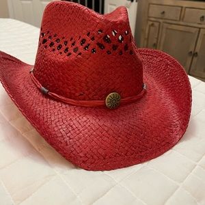 Western cowboy straw hat - red